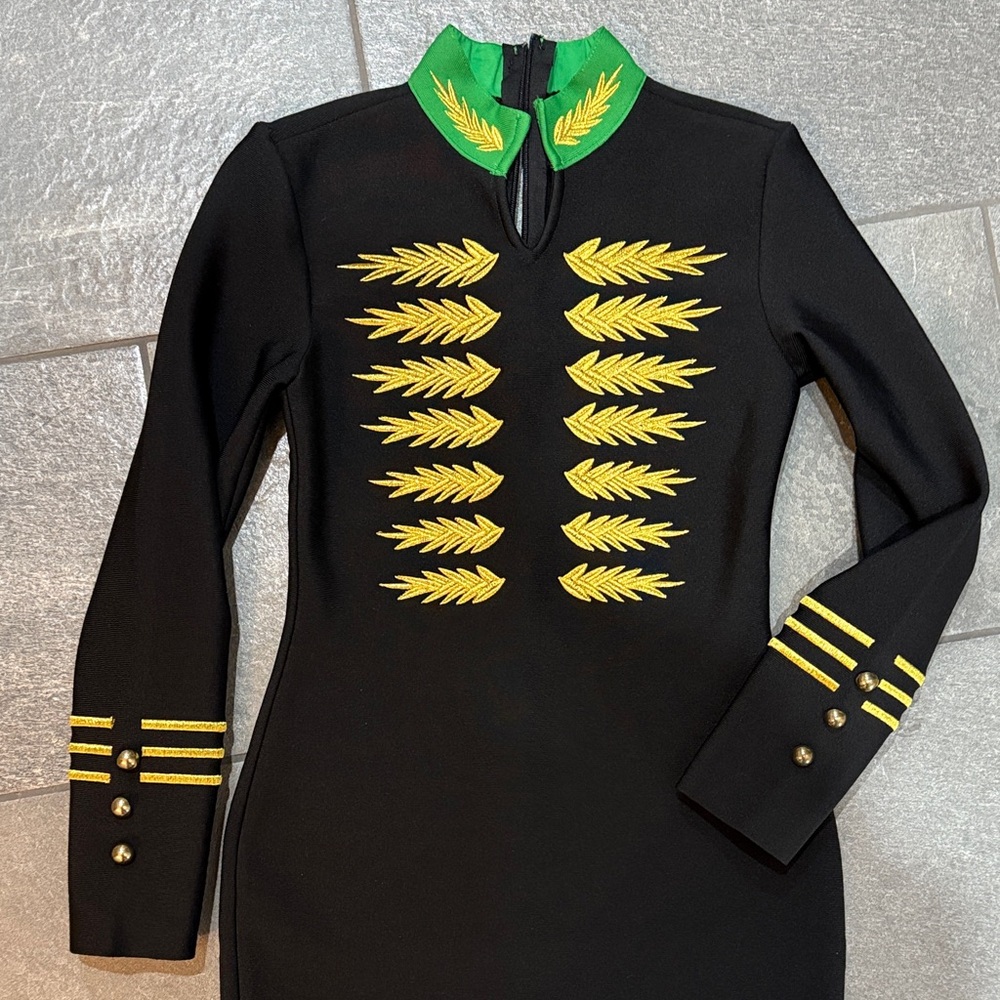 Black & Gold Avantgarde Embroidered Uniform Dress